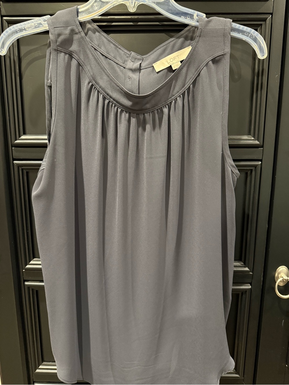 LOFT Slate Gray Sleeveless Gathered Neck Camisole